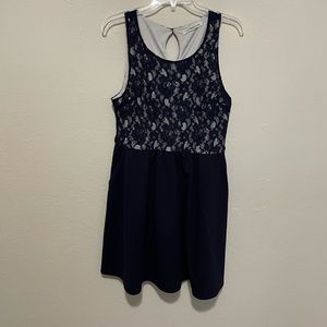 Rewind Navy Blue Lace Dress w/ Pockets - Size XL